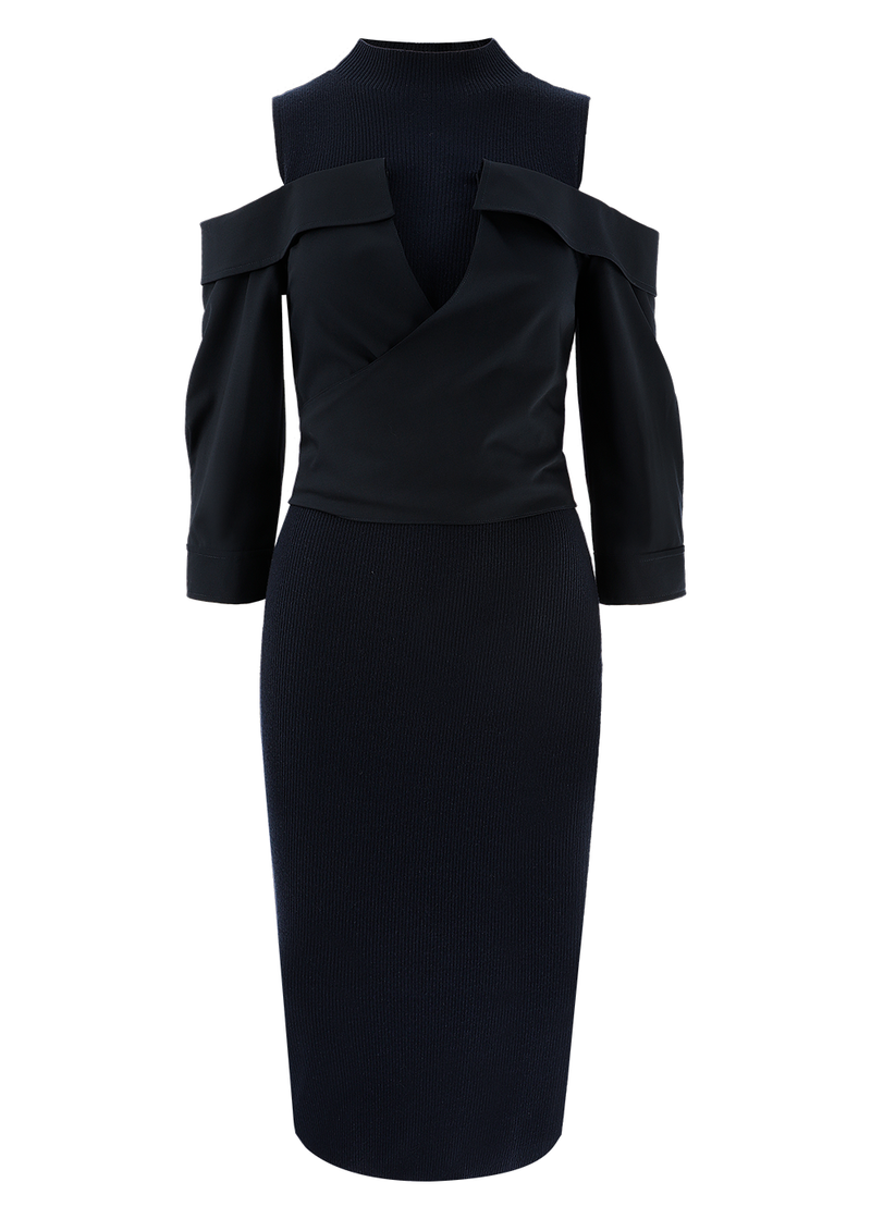 SALAZIA Deep Blue Textured Knit Dresses