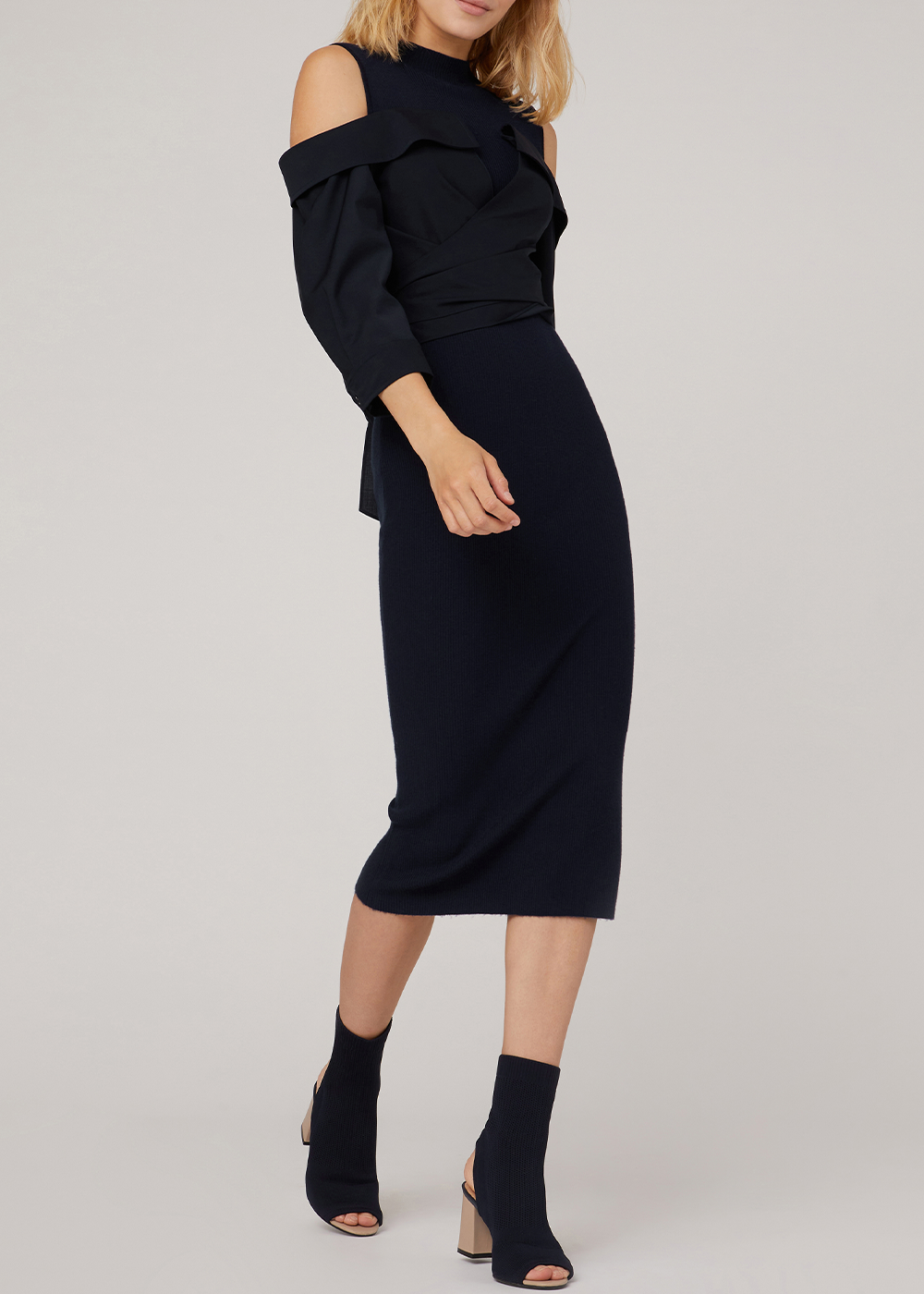 SALAZIA Deep Blue Textured Knit Dresses