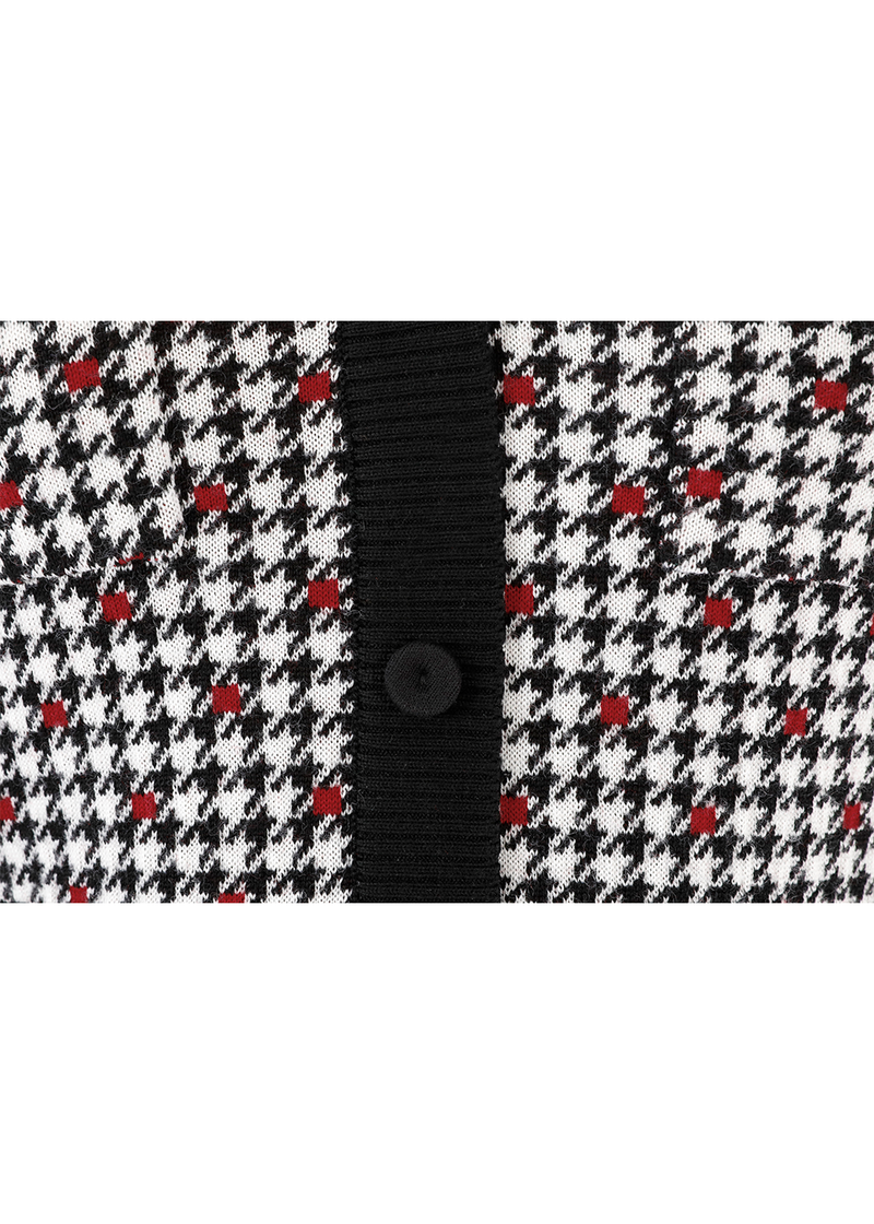 SALAZIA Black-Gray-Red Polka Dot Dresses
