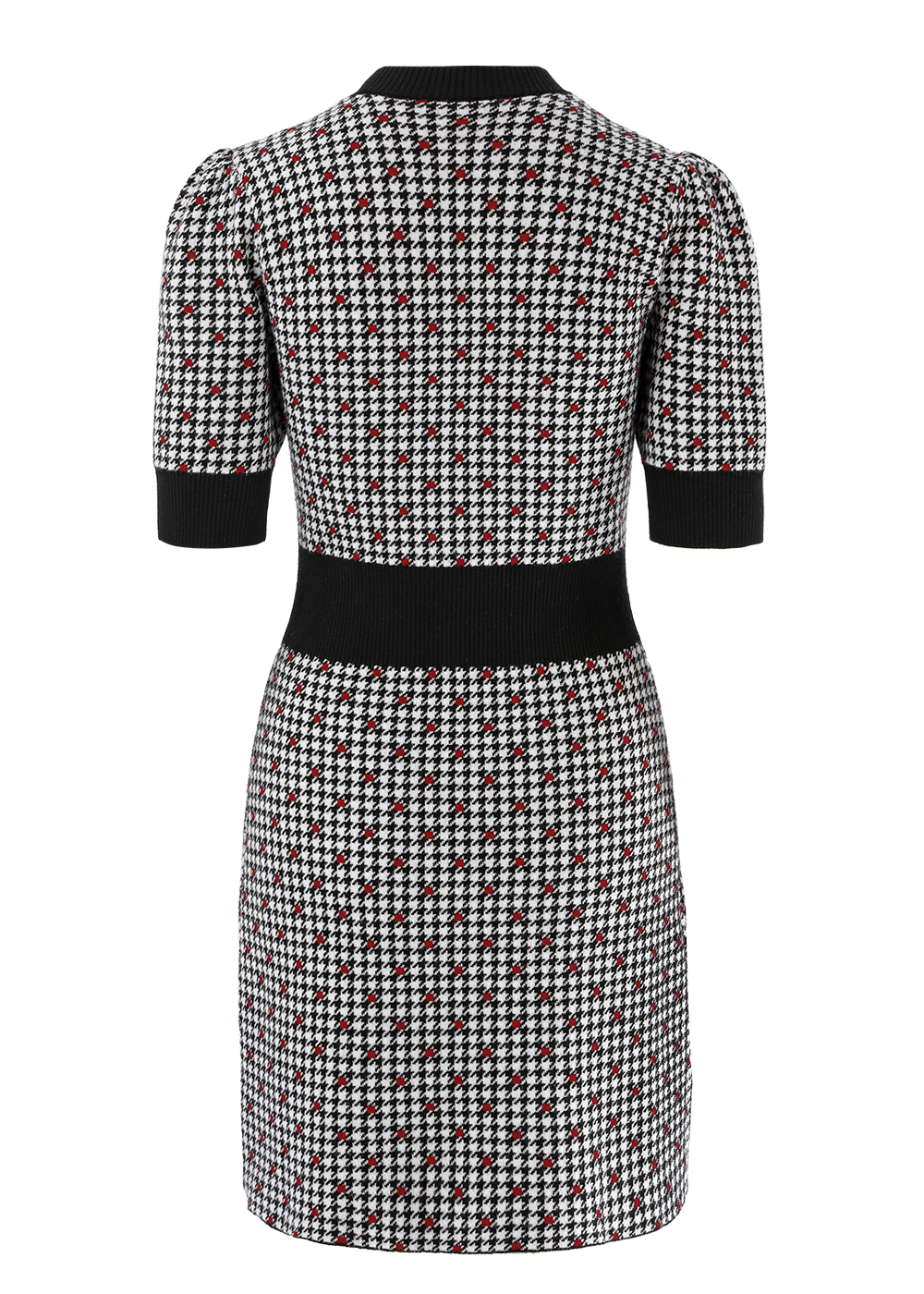 SALAZIA Black-Gray-Red Polka Dot Dresses