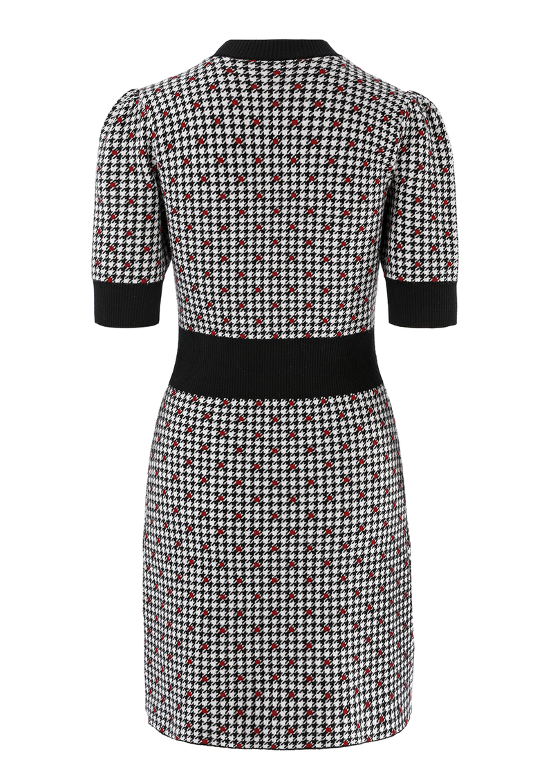 SALAZIA Black-Gray-Red Polka Dot Dresses