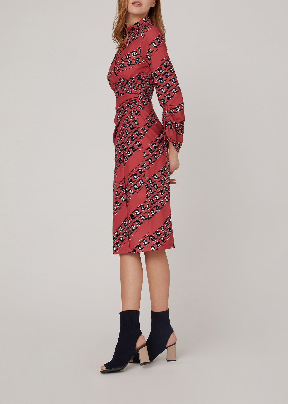 SALAZIA Red-Black Chain Floral Stretch Dresses