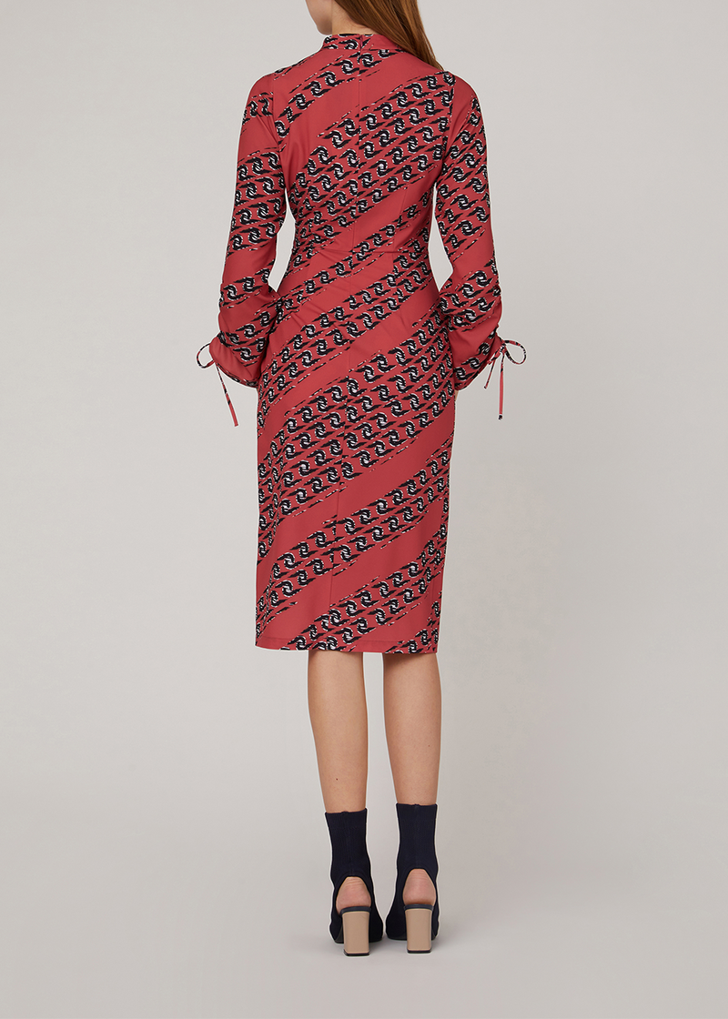 SALAZIA Red-Black Chain Floral Stretch Dresses