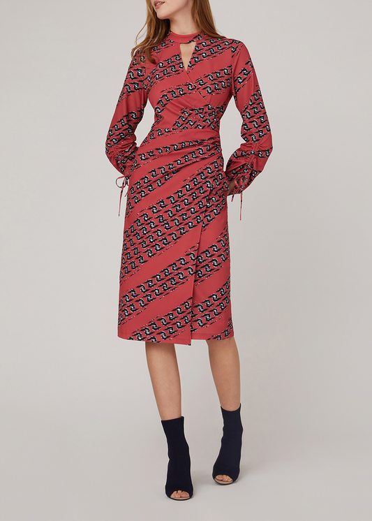 SALAZIA Red-Black Chain Floral Stretch Dresses