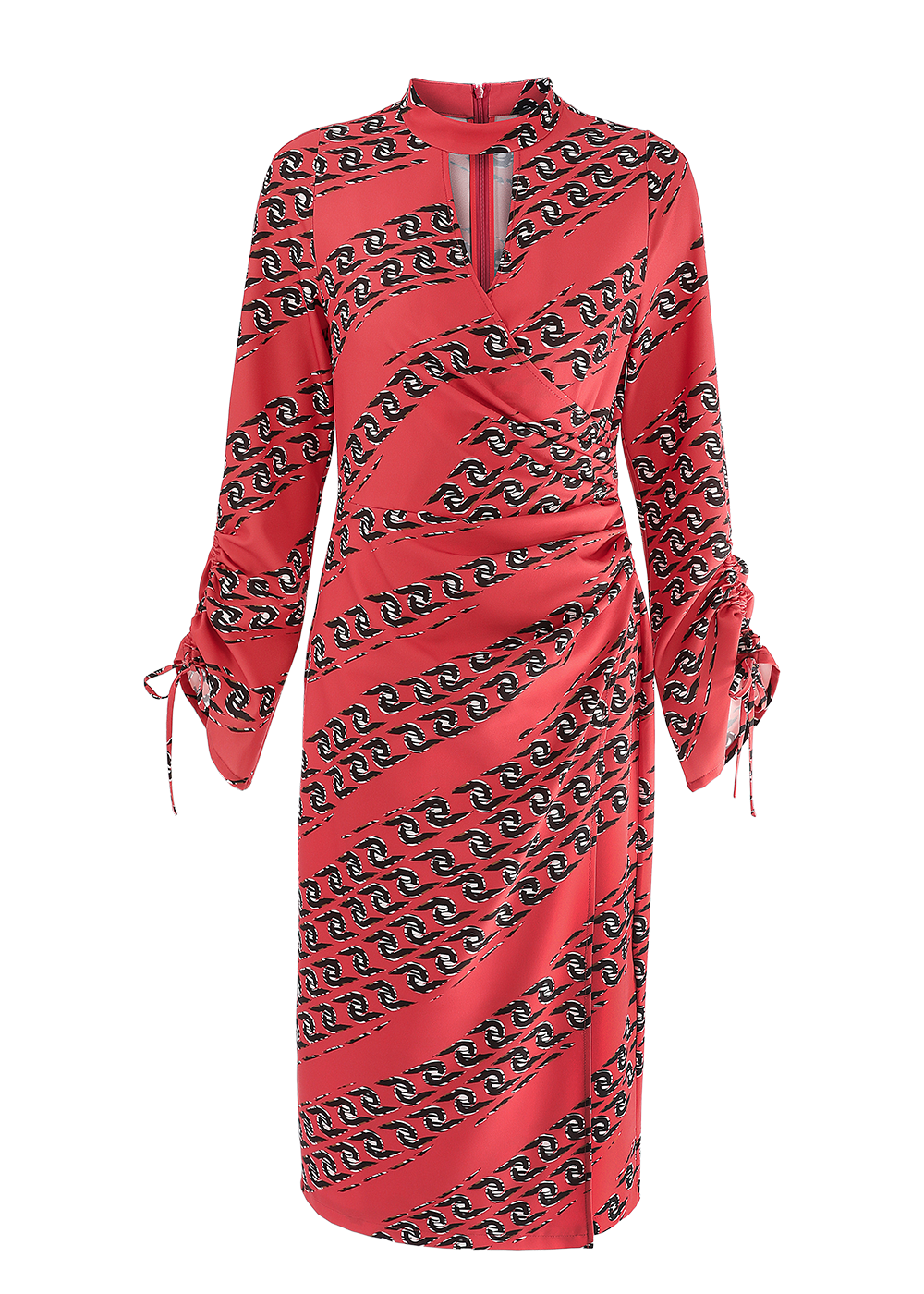 SALAZIA Red-Black Chain Floral Stretch Dresses