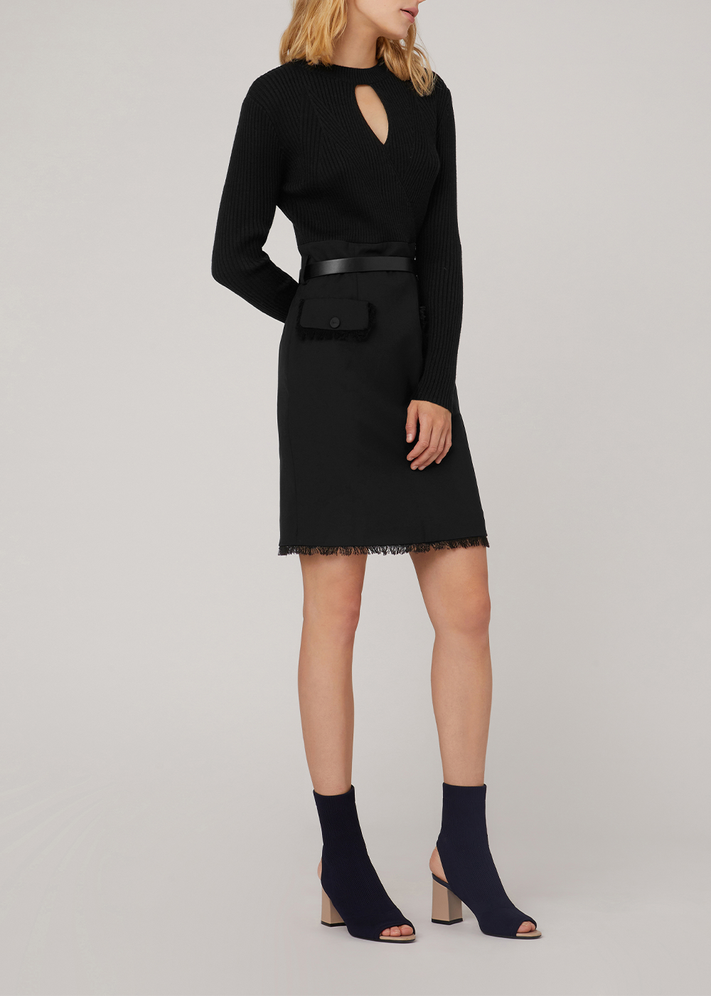 SALAZIA Lan Black Wool Blend Fit-and-Flare Dresses