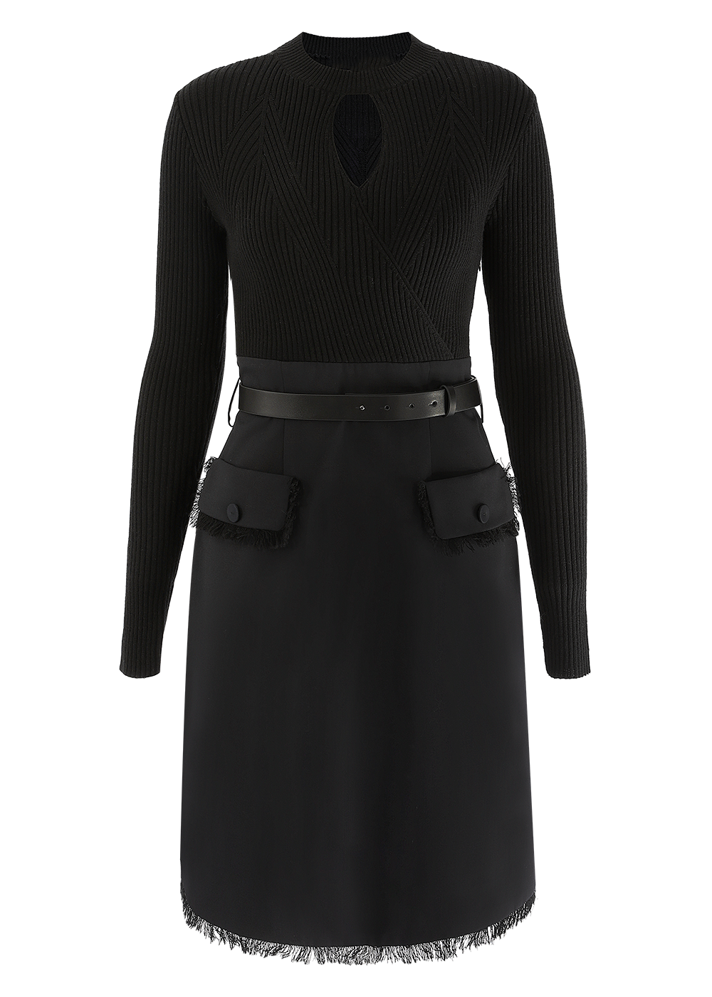 SALAZIA Lan Black Wool Blend Fit-and-Flare Dresses