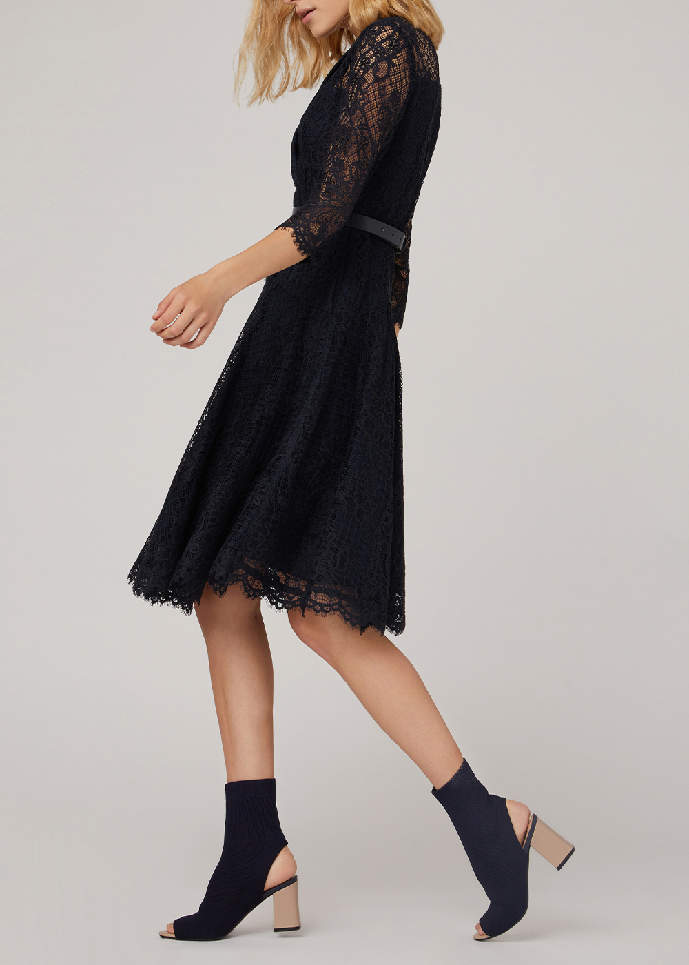 SALAZIA Midnight Blue Sculpted Midi Dresses
