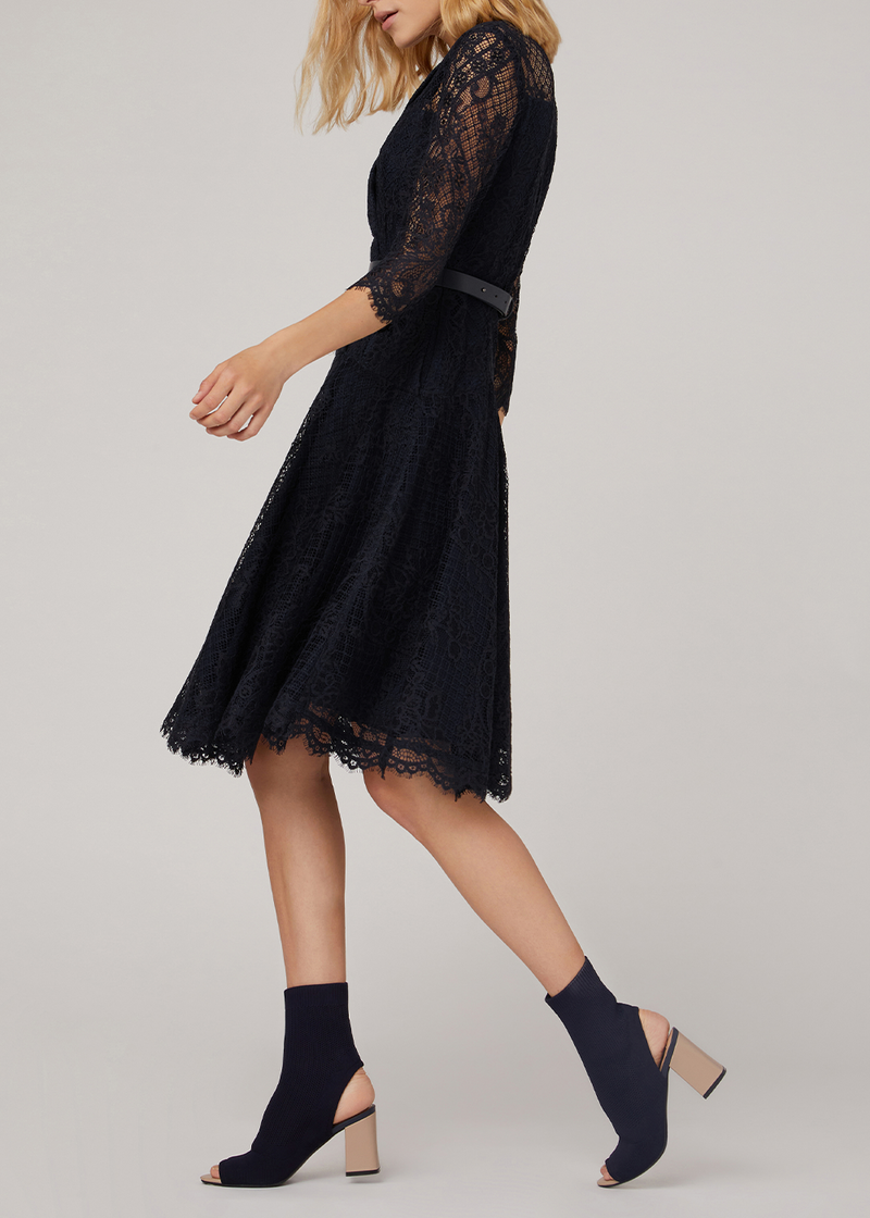 SALAZIA Midnight Blue Sculpted Midi Dresses