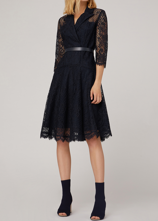 SALAZIA Midnight Blue Sculpted Midi Dresses