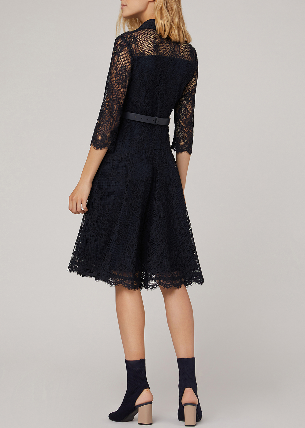 SALAZIA Midnight Blue Sculpted Midi Dresses