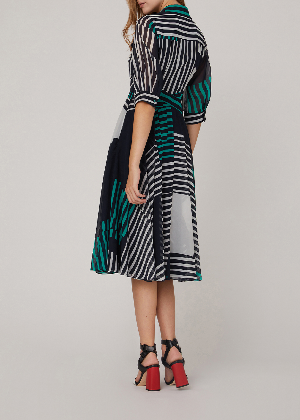 SALAZIA Blue-White-Green Stripe Dresses