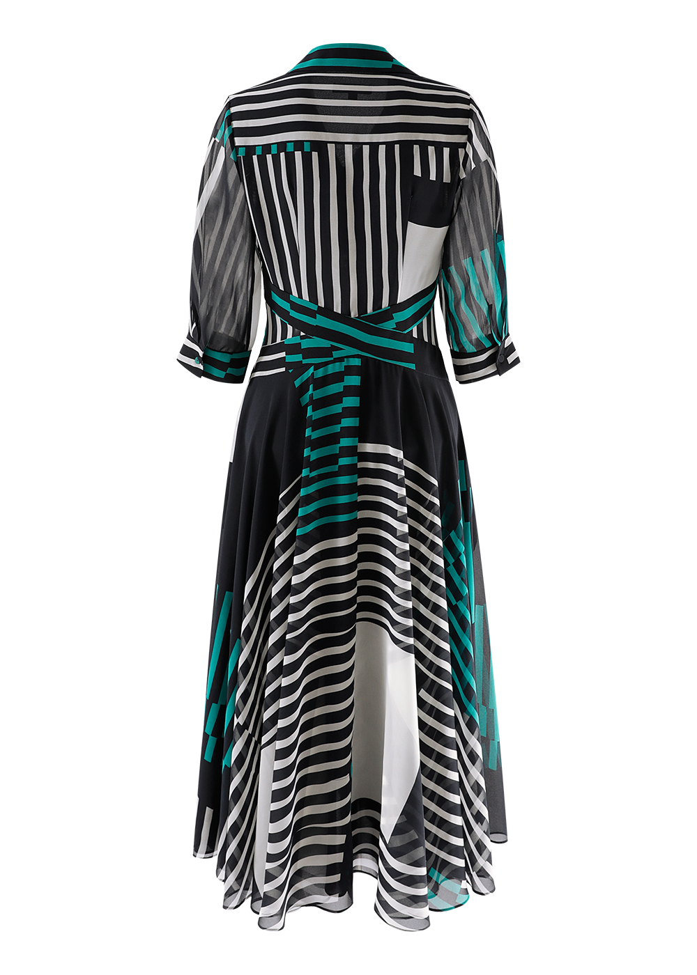 SALAZIA Blue-White-Green Stripe Dresses