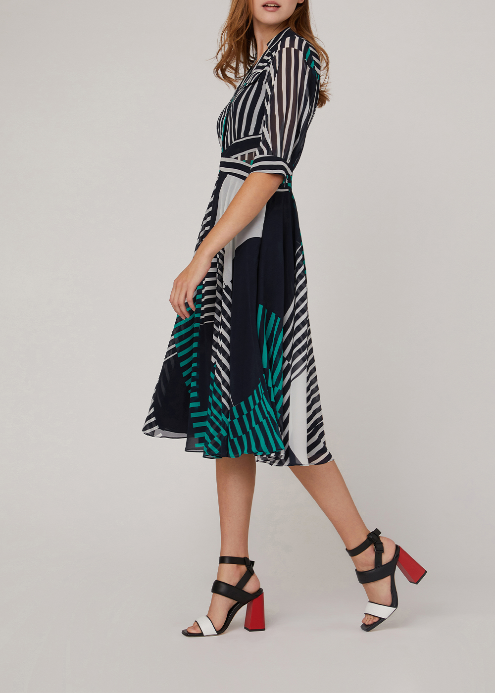 SALAZIA Blue-White-Green Stripe Dresses