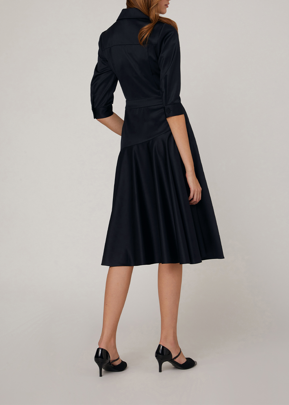 SALAZIA Deep Blue Wool Blend Long-Sleeve Dresses
