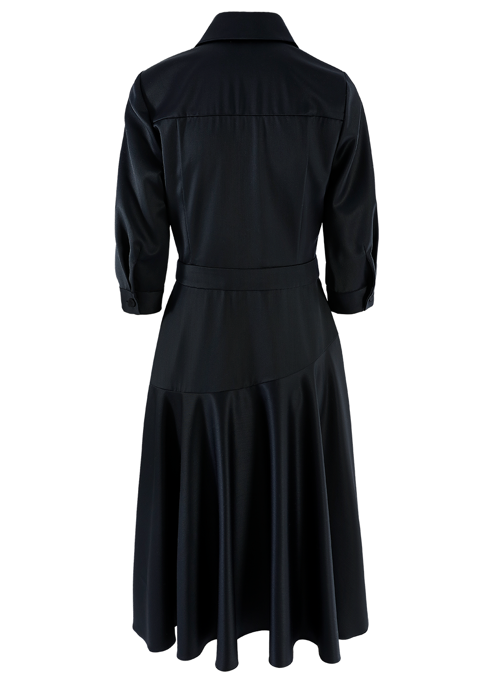 SALAZIA Deep Blue Wool Blend Long-Sleeve Dresses