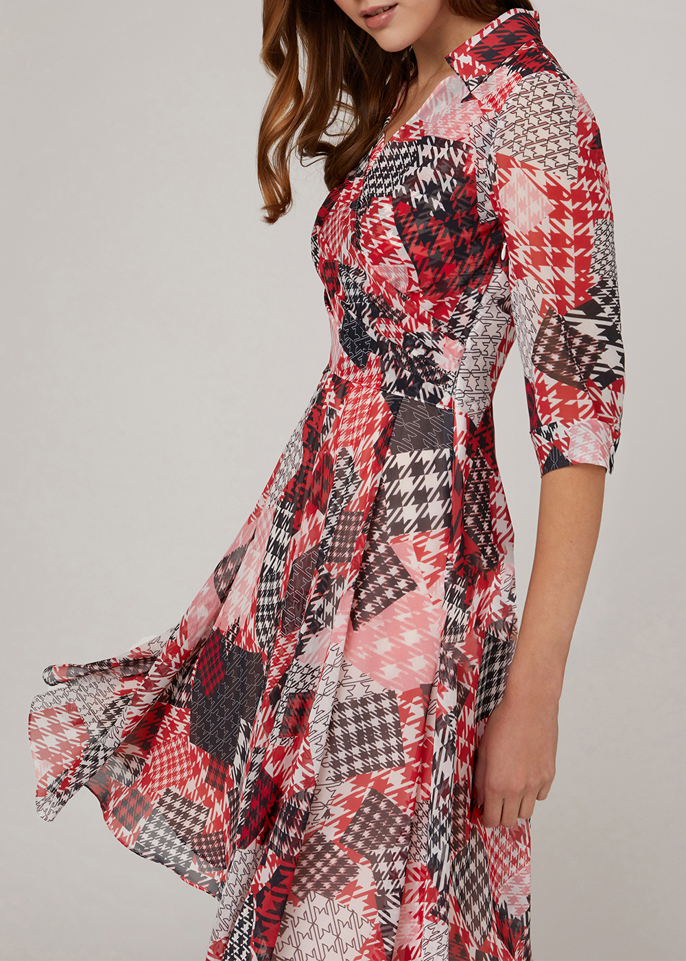 SALAZIA Pink Gingham Patchwork Dresses