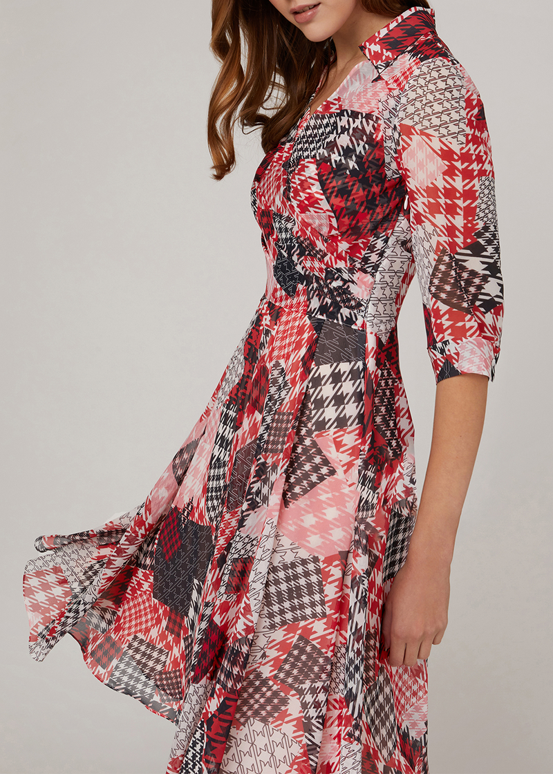 SALAZIA Pink Gingham Patchwork Dresses