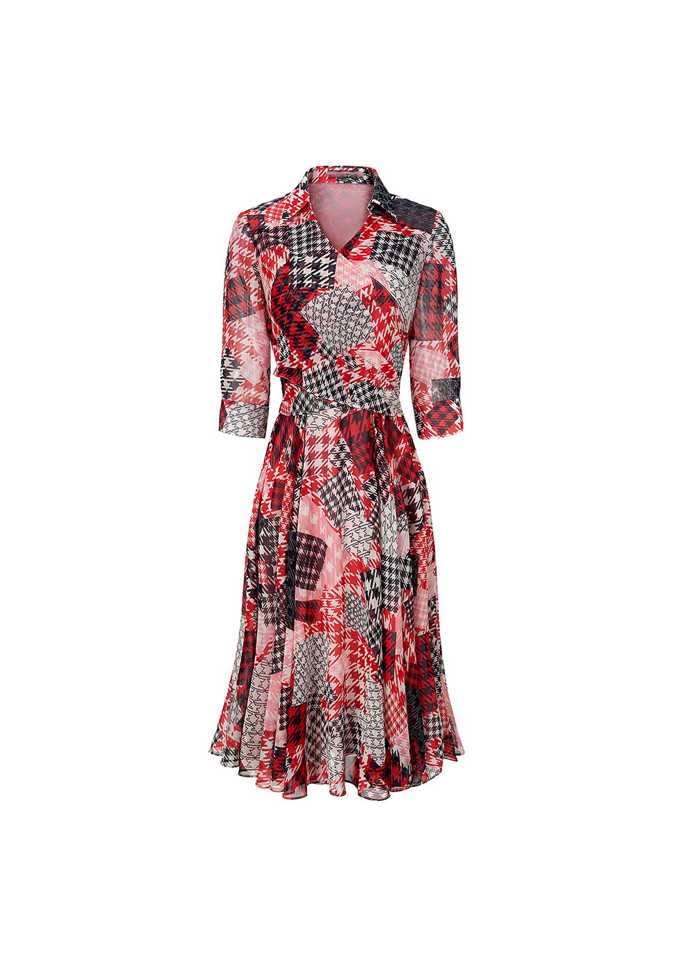 SALAZIA Pink Gingham Patchwork Dresses
