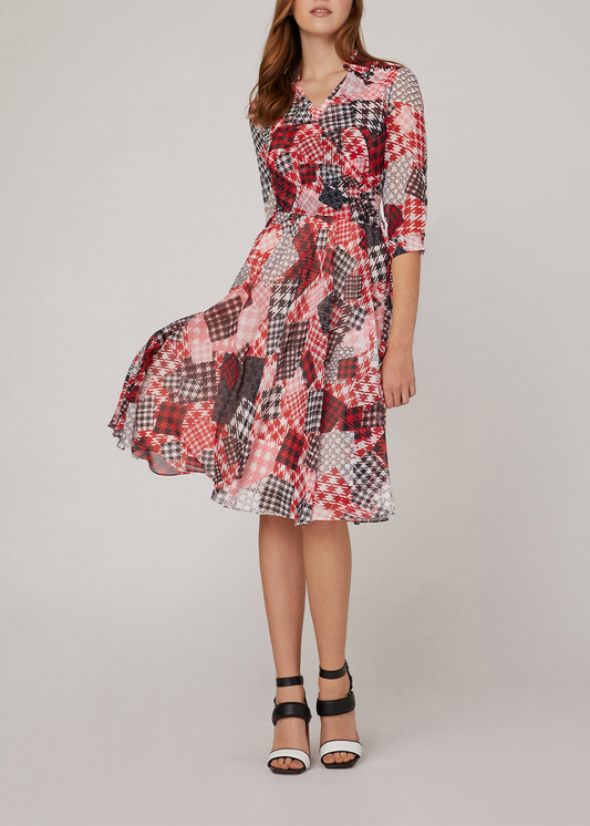 SALAZIA Pink Gingham Patchwork Dresses