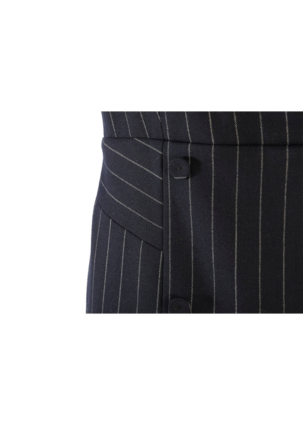 SALAZIA Blue-White Stripe Wool Blend Dresses