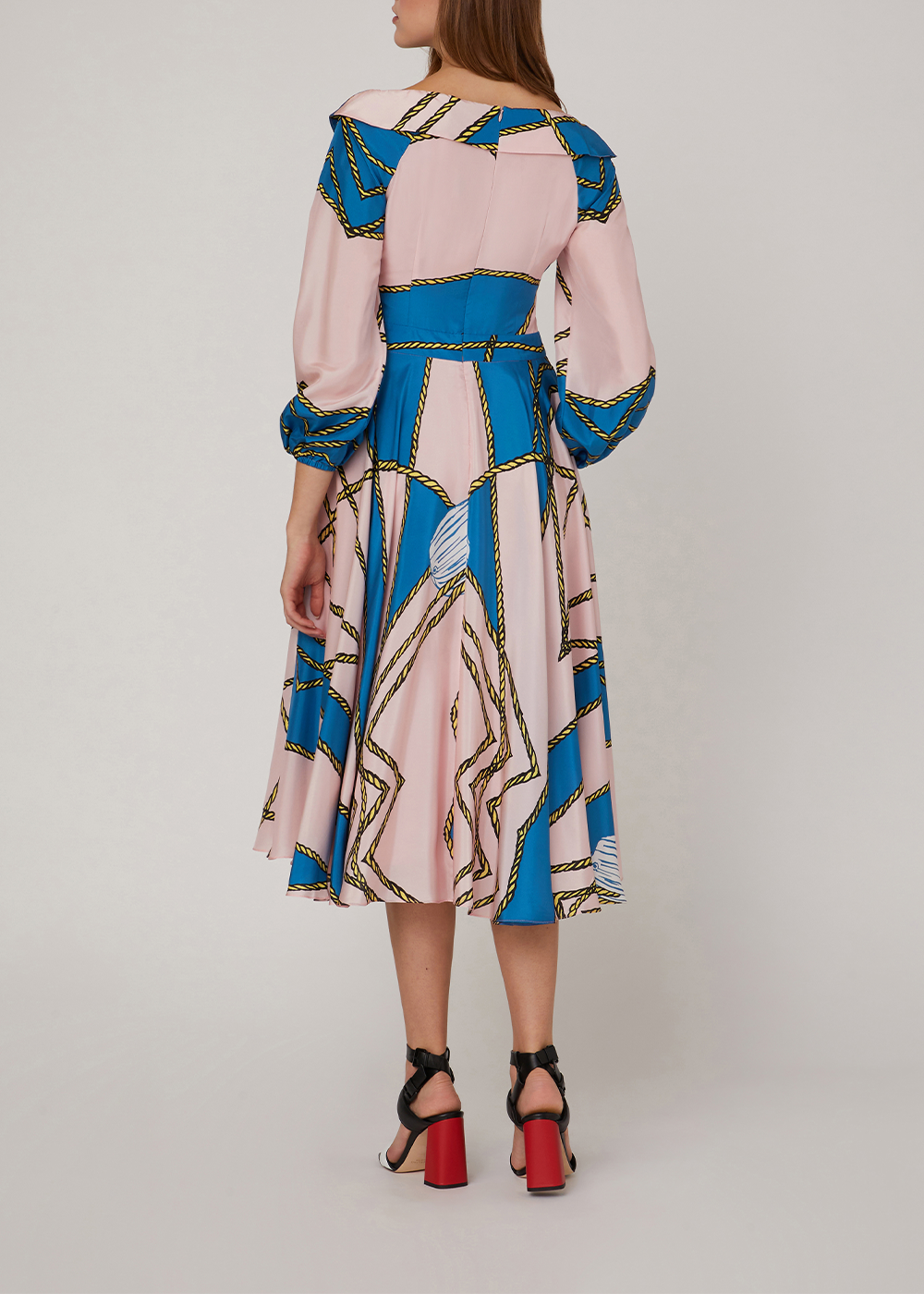 SALAZIA Pink-Blue Nautical Silk Dresses