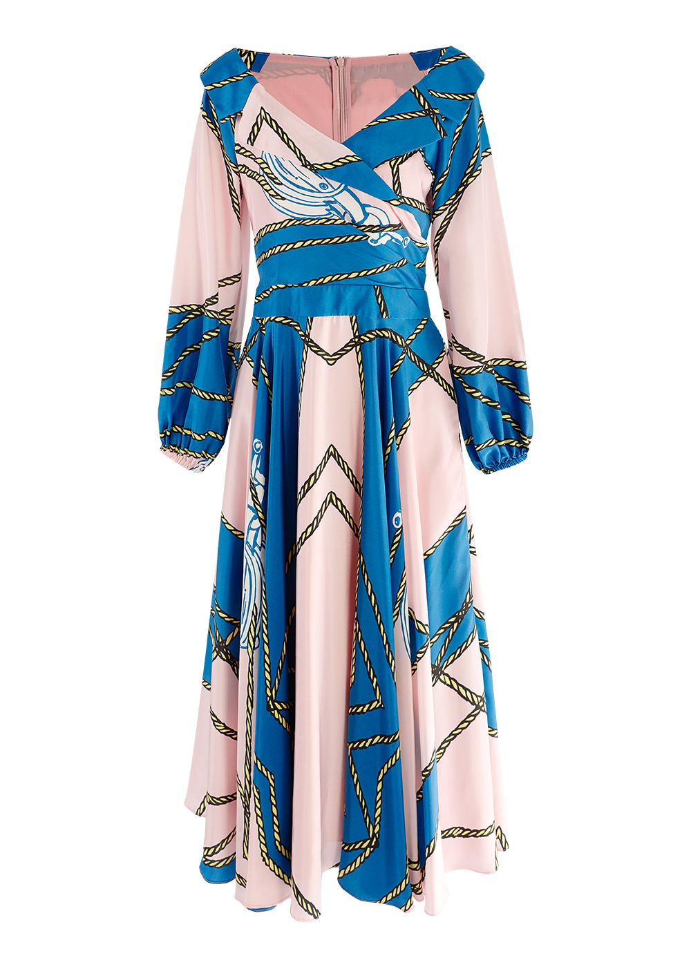 SALAZIA Pink-Blue Nautical Silk Dresses