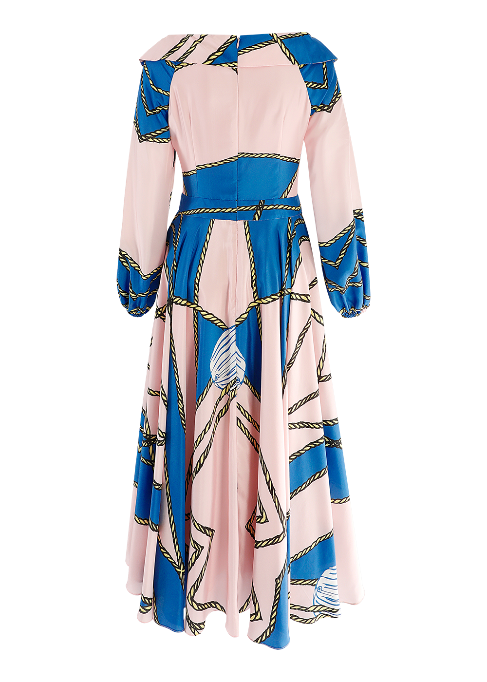 SALAZIA Pink-Blue Nautical Silk Dresses