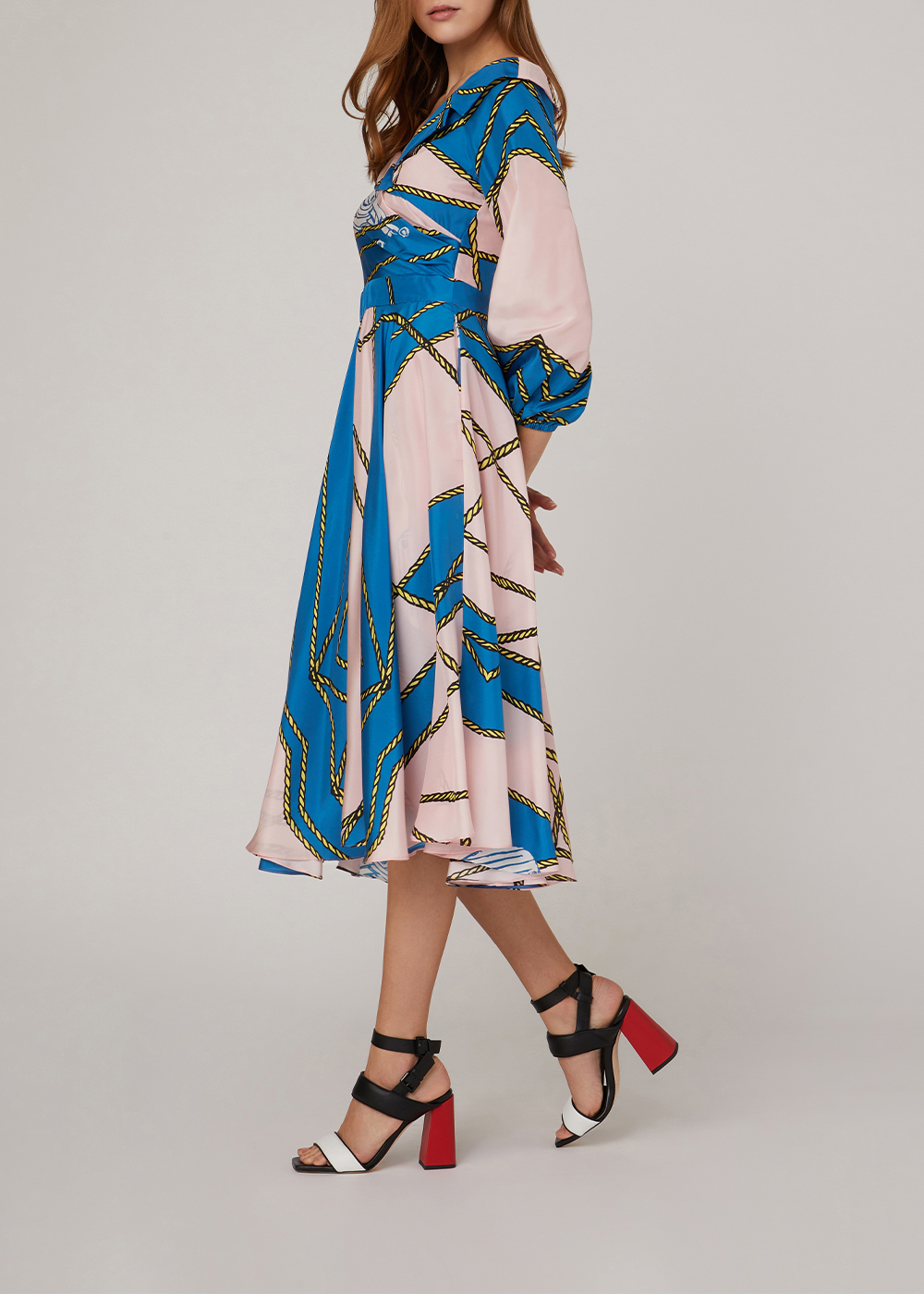 SALAZIA Pink-Blue Nautical Silk Dresses