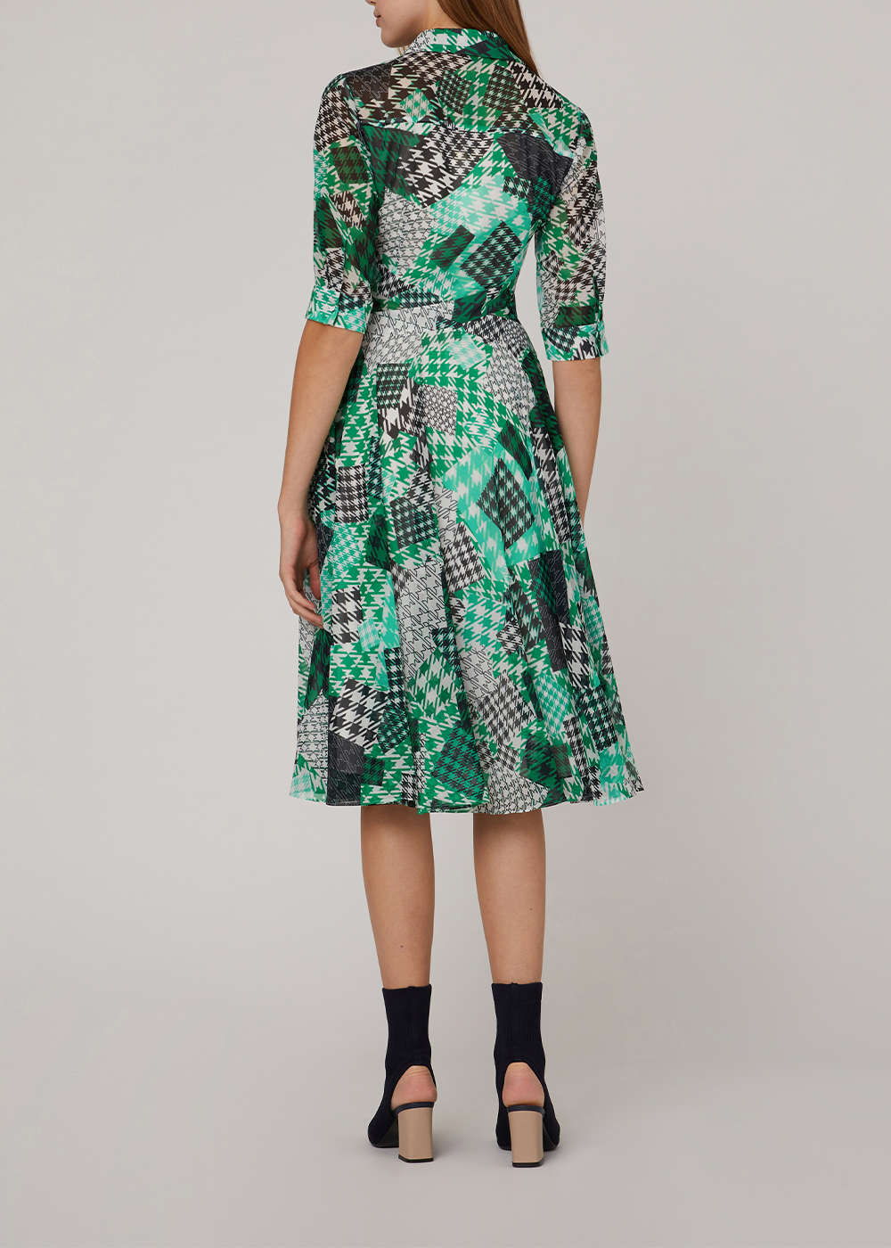 SALAZIA Green Gingham Patchwork Dresses
