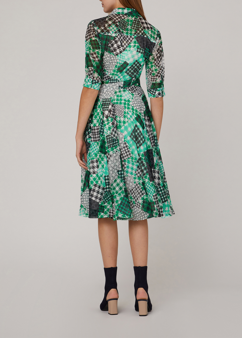 SALAZIA Green Gingham Patchwork Dresses
