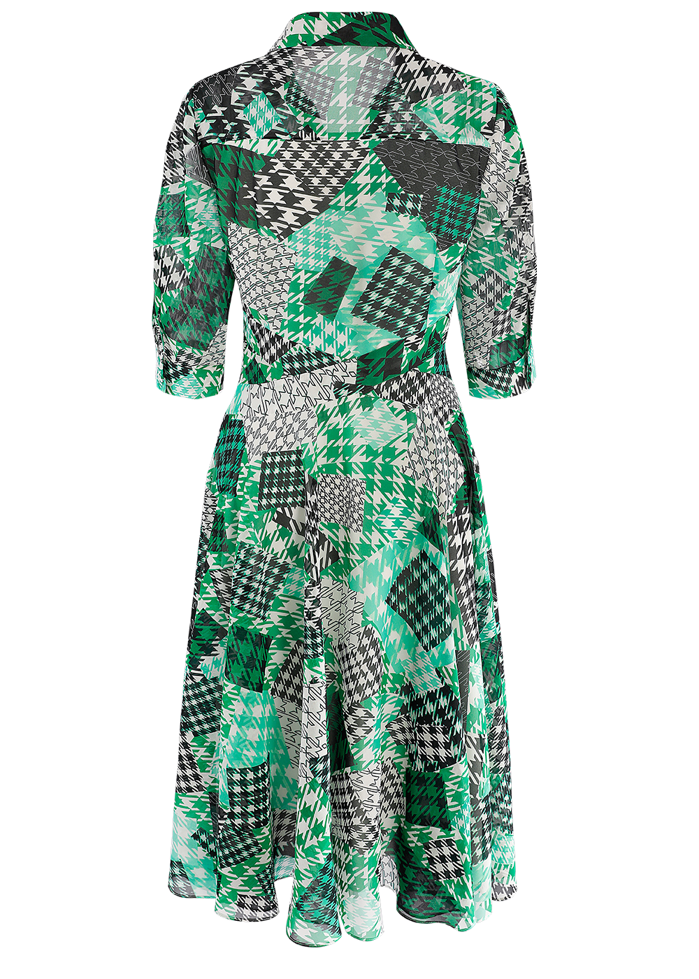 SALAZIA Green Gingham Patchwork Dresses
