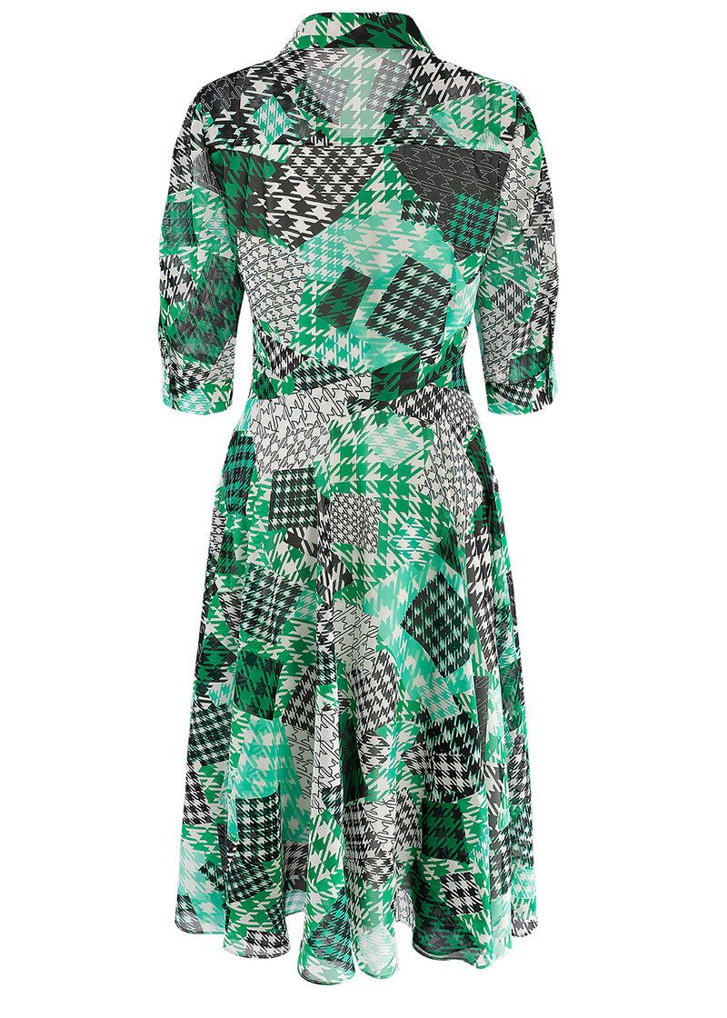 SALAZIA Green Gingham Patchwork Dresses