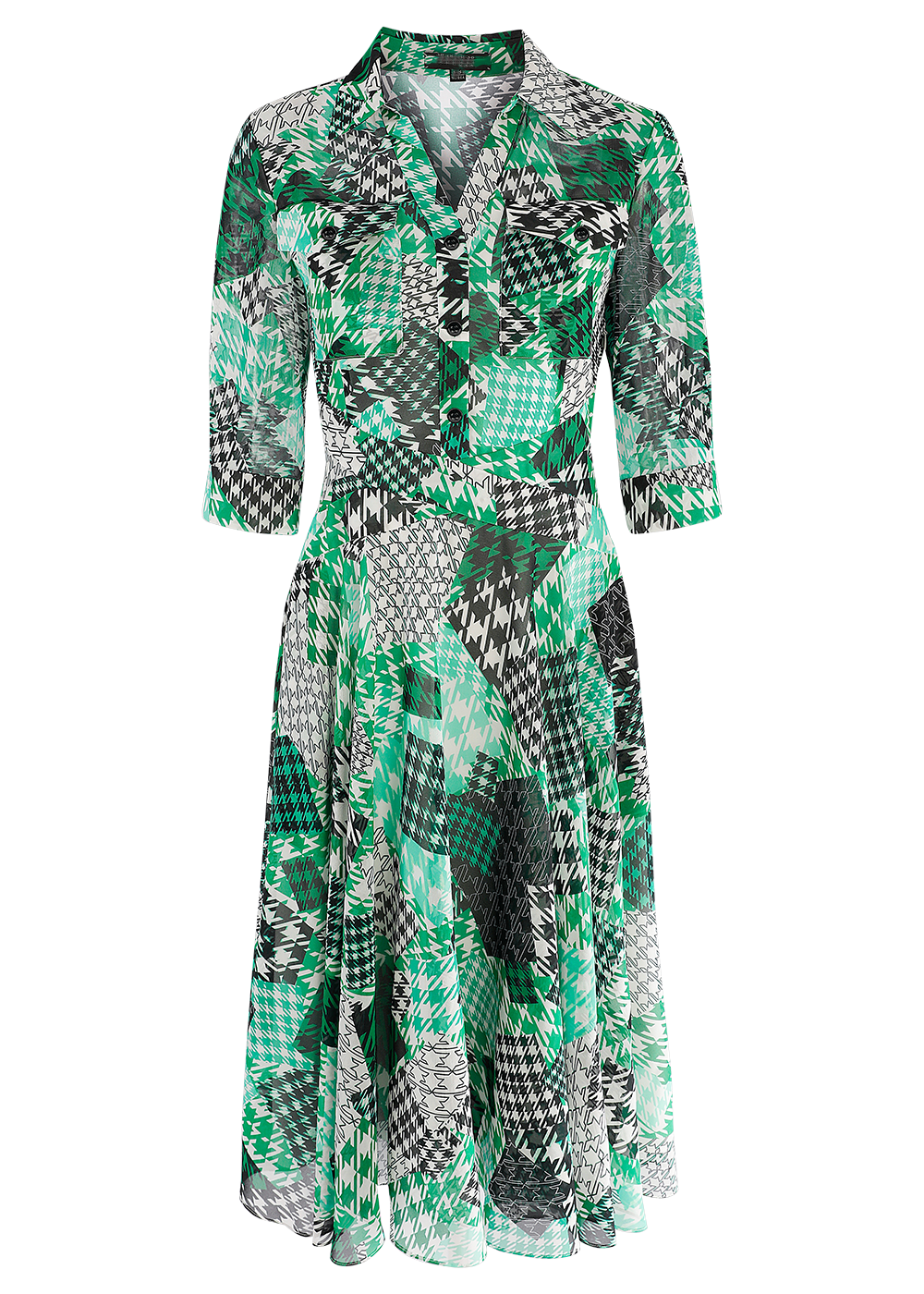 SALAZIA Green Gingham Patchwork Dresses