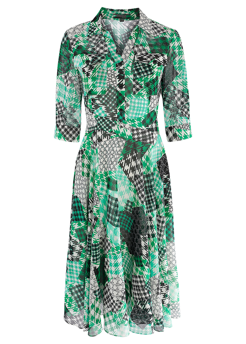 SALAZIA Green Gingham Patchwork Dresses