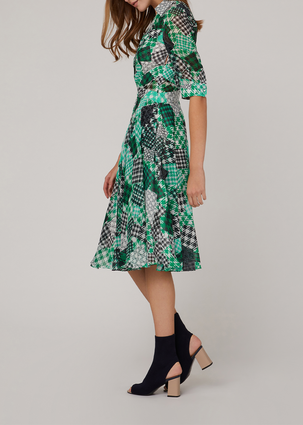 SALAZIA Green Gingham Patchwork Dresses