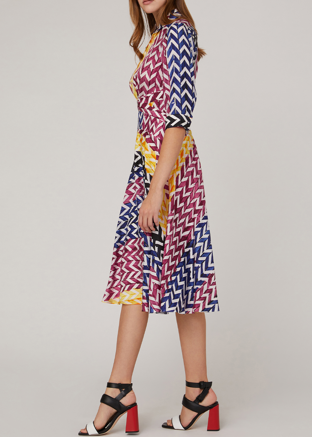 SALAZIA Colorful Woven Ribbon Stripe Silk Dresses