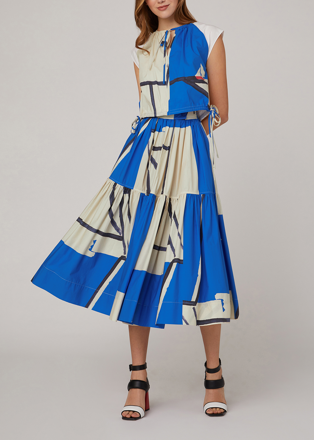 SALAZIA Blue Sailing Boat Print Blouses