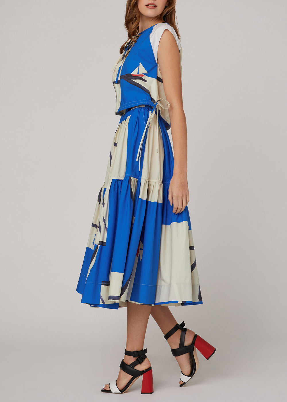 SALAZIA Blue Sailing Boat Print Blouses