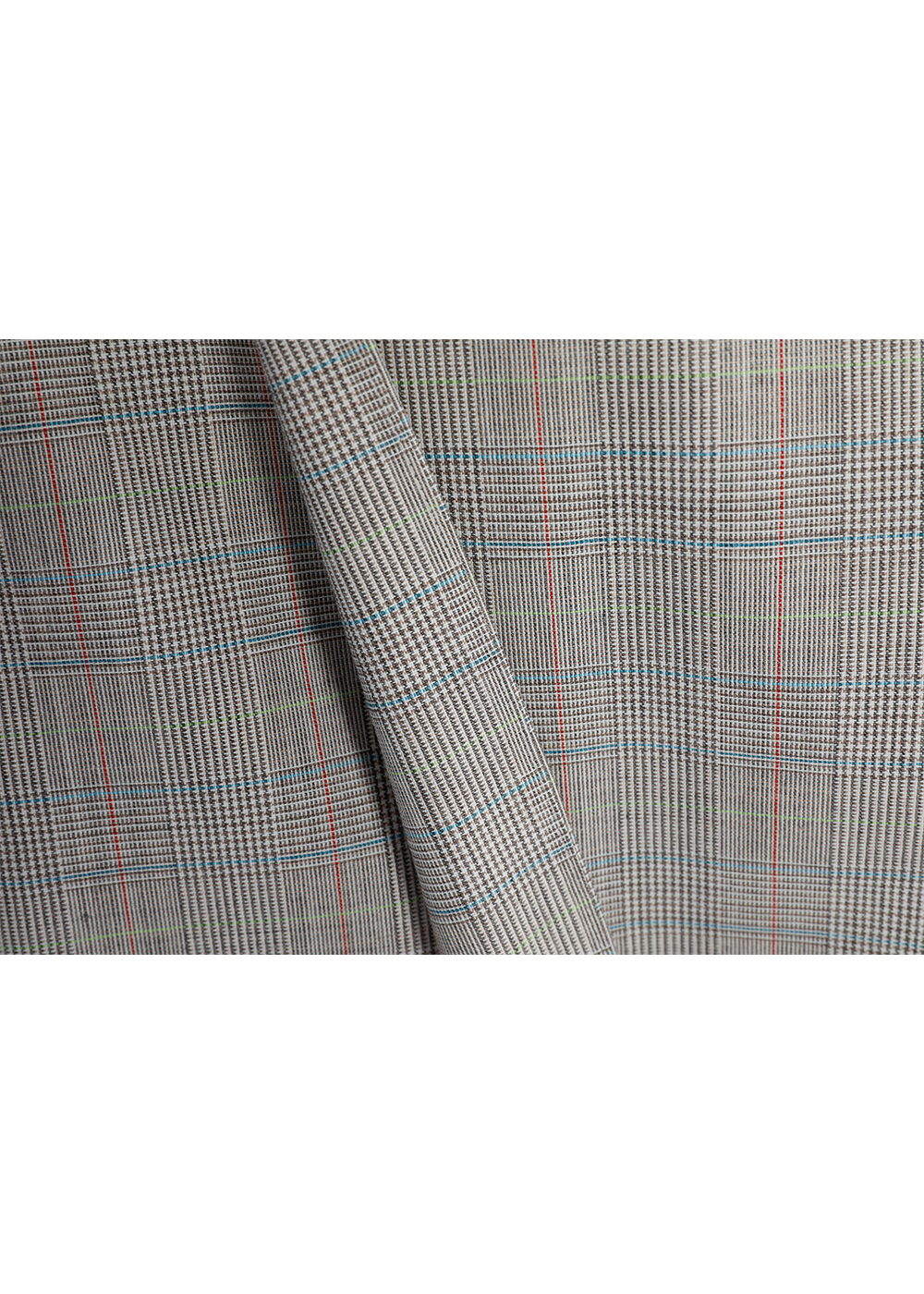 SALAZIA Light Gray-Green Check Wool Blend Short-Sleeve Dresses