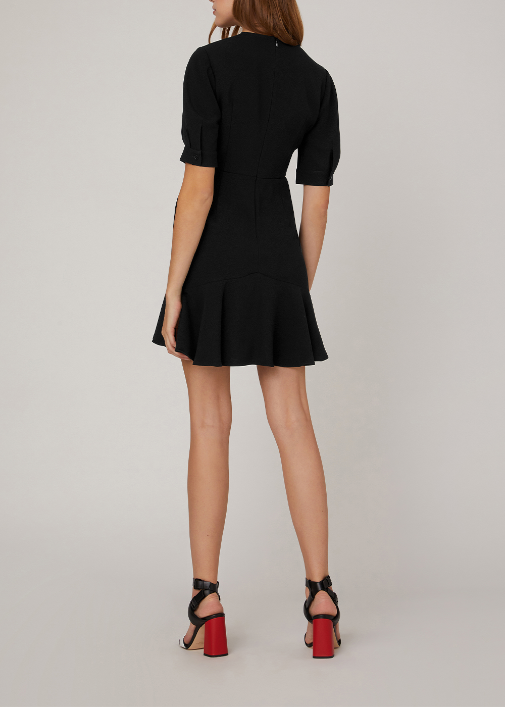 SALAZIA Black Triacetate Blend Short-Sleeve Dresses