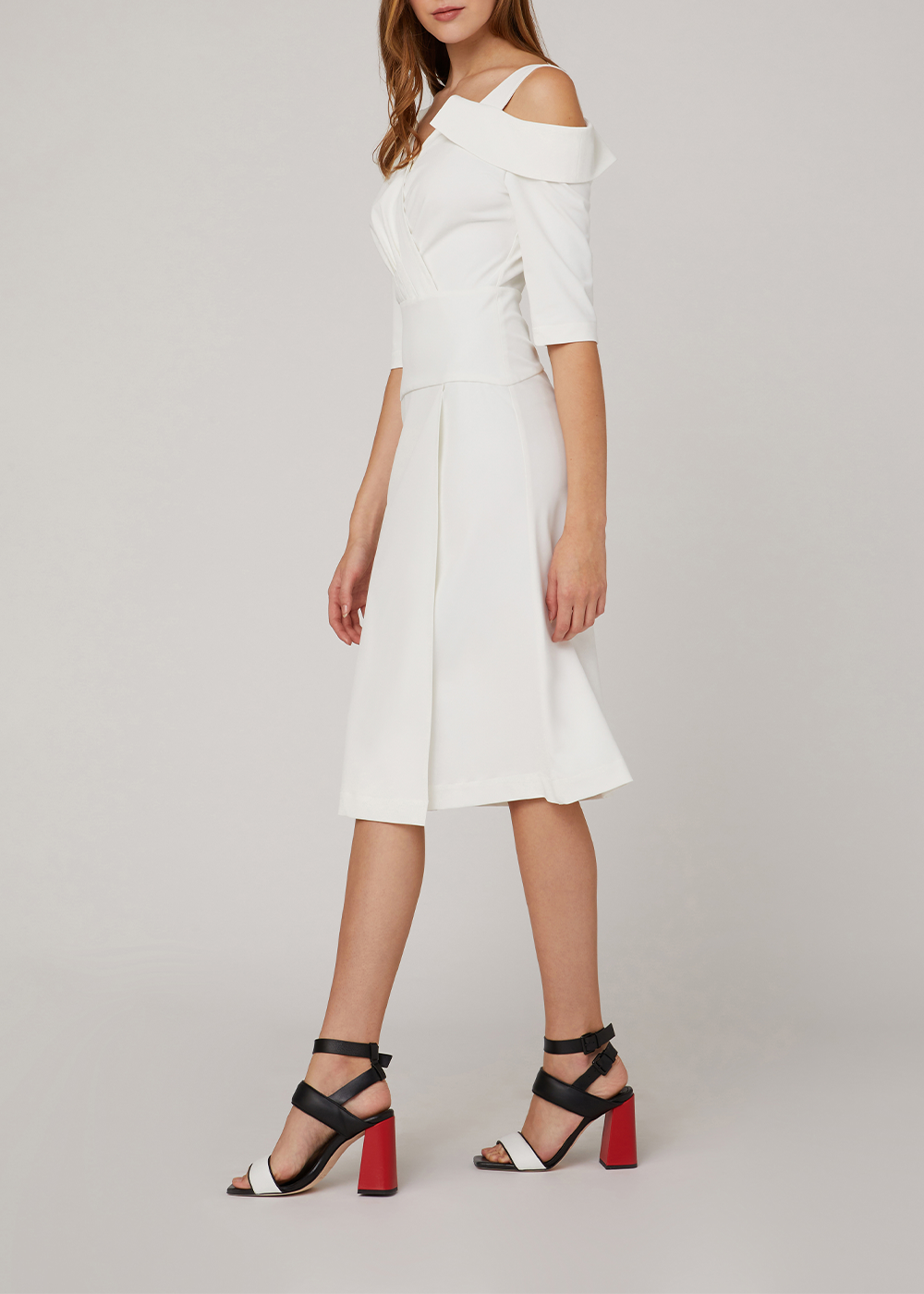 SALAZIA White Stretch Crepe Dresses