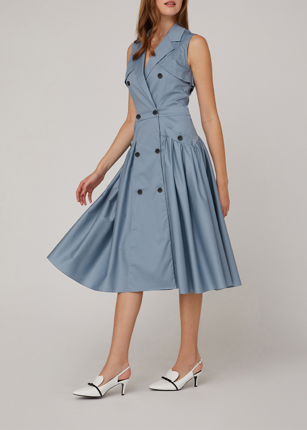 SALAZIA Misty Blue Cotton-Blend Dresses