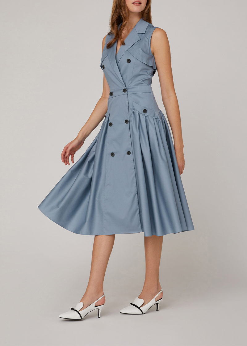 SALAZIA Misty Blue Cotton-Blend Dresses