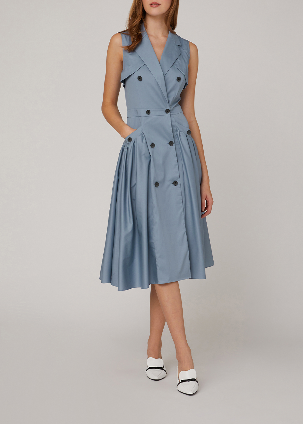 SALAZIA Misty Blue Cotton-Blend Dresses
