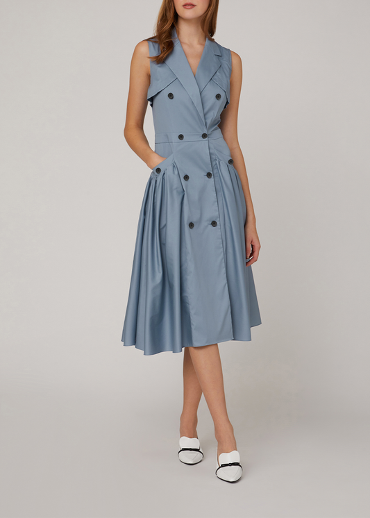 SALAZIA Misty Blue Cotton-Blend Dresses