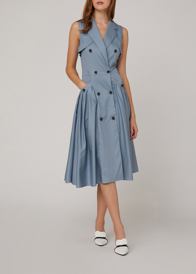 SALAZIA Misty Blue Cotton-Blend Dresses