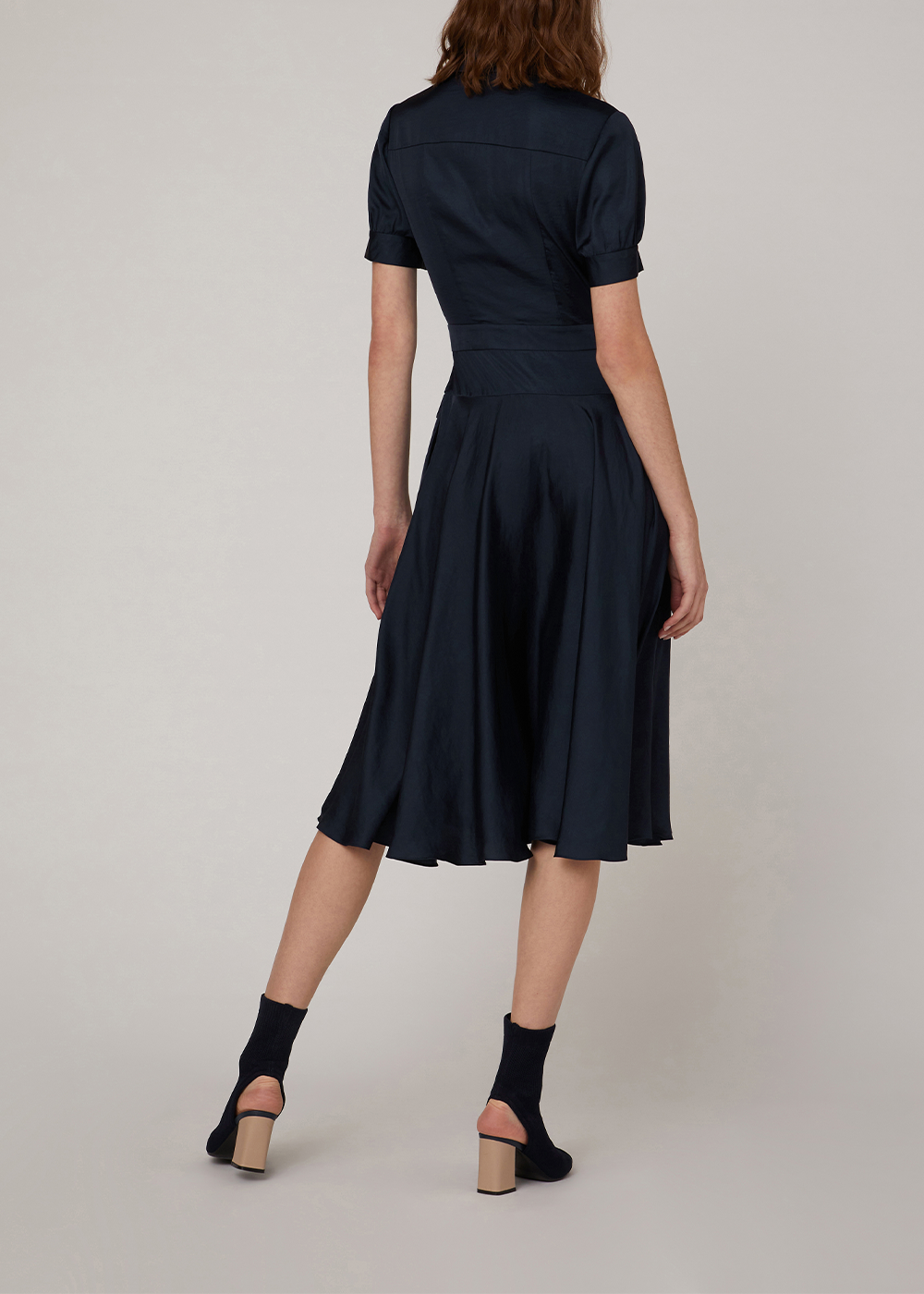SALAZIA Deep Blue Polyester Short-Sleeve Dresses