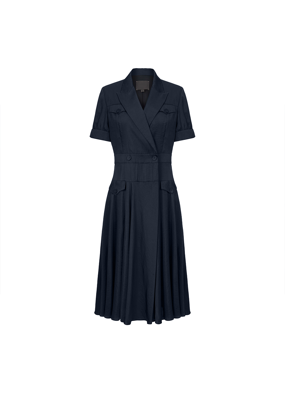 SALAZIA Deep Blue Polyester Short-Sleeve Dresses