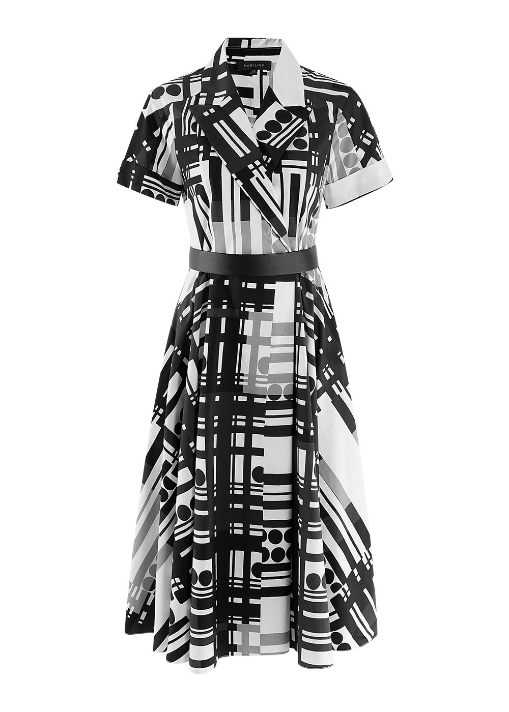 SALAZIA Black-White Impression Cotton Dresses